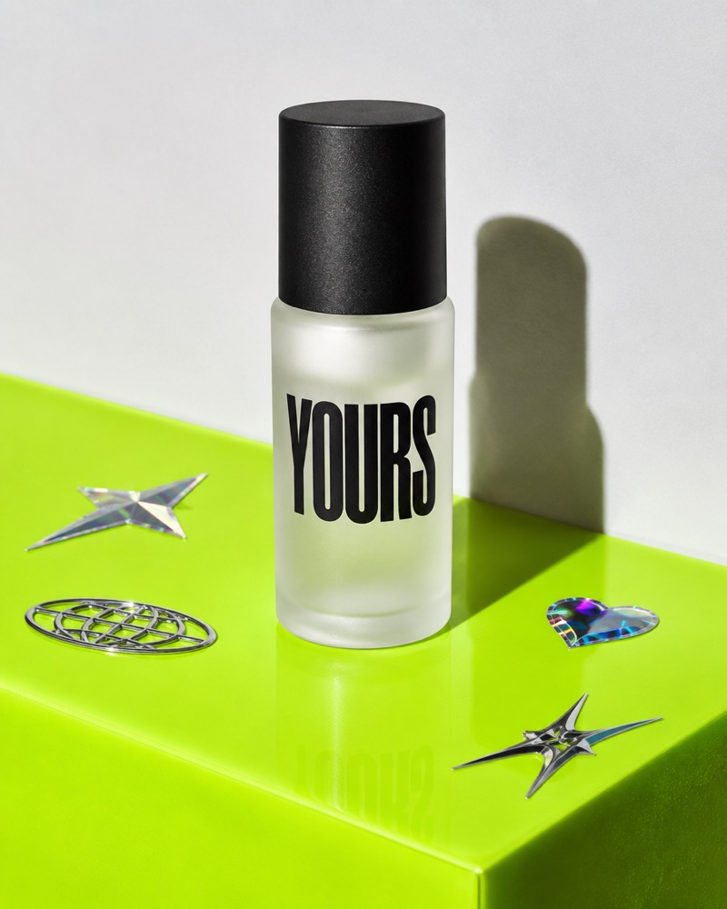 Frosted bottle with YOURS printed on the glass